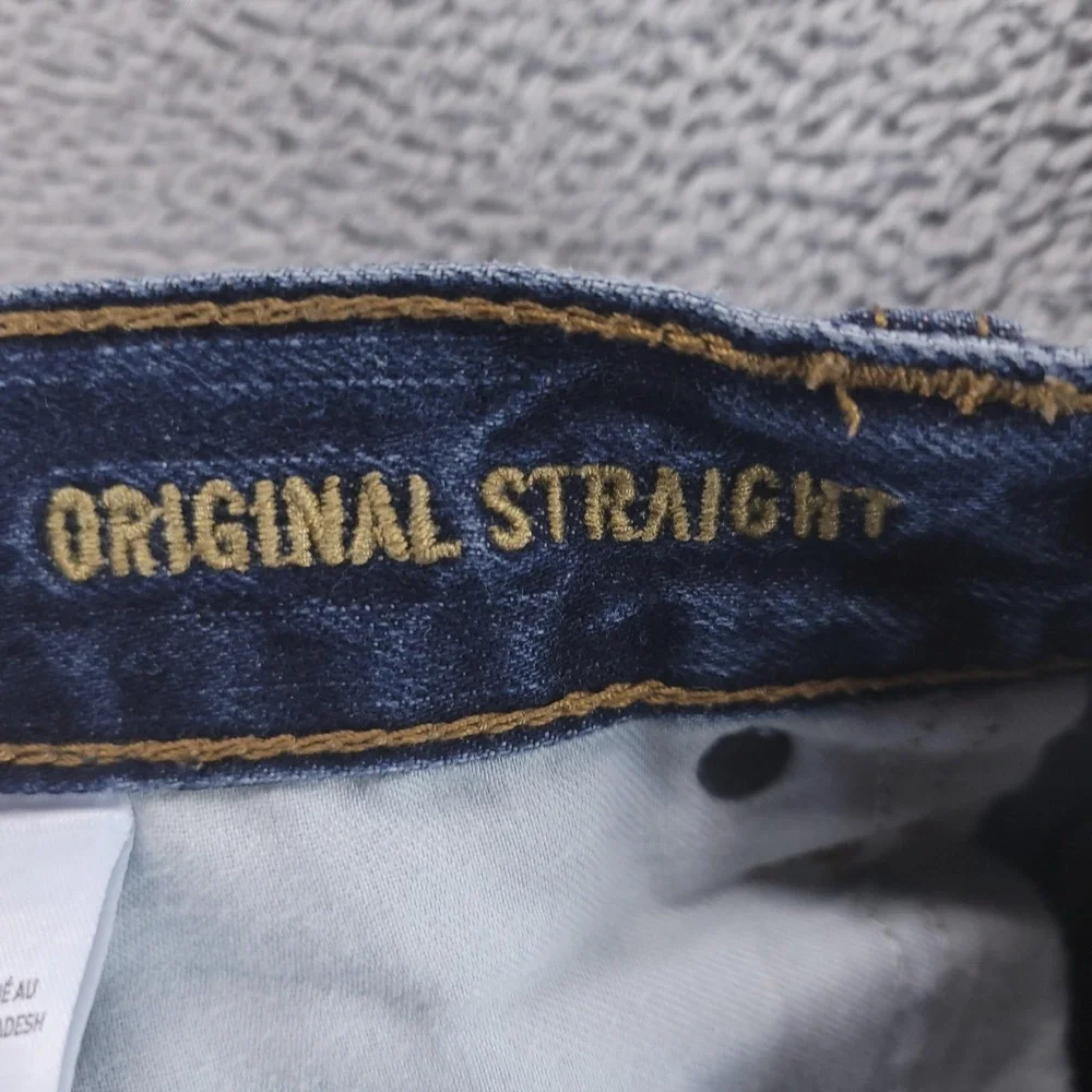 American Eagle Jeans Mens 33x32 Blue Original Straight Medium Wash Denim Casual‎
